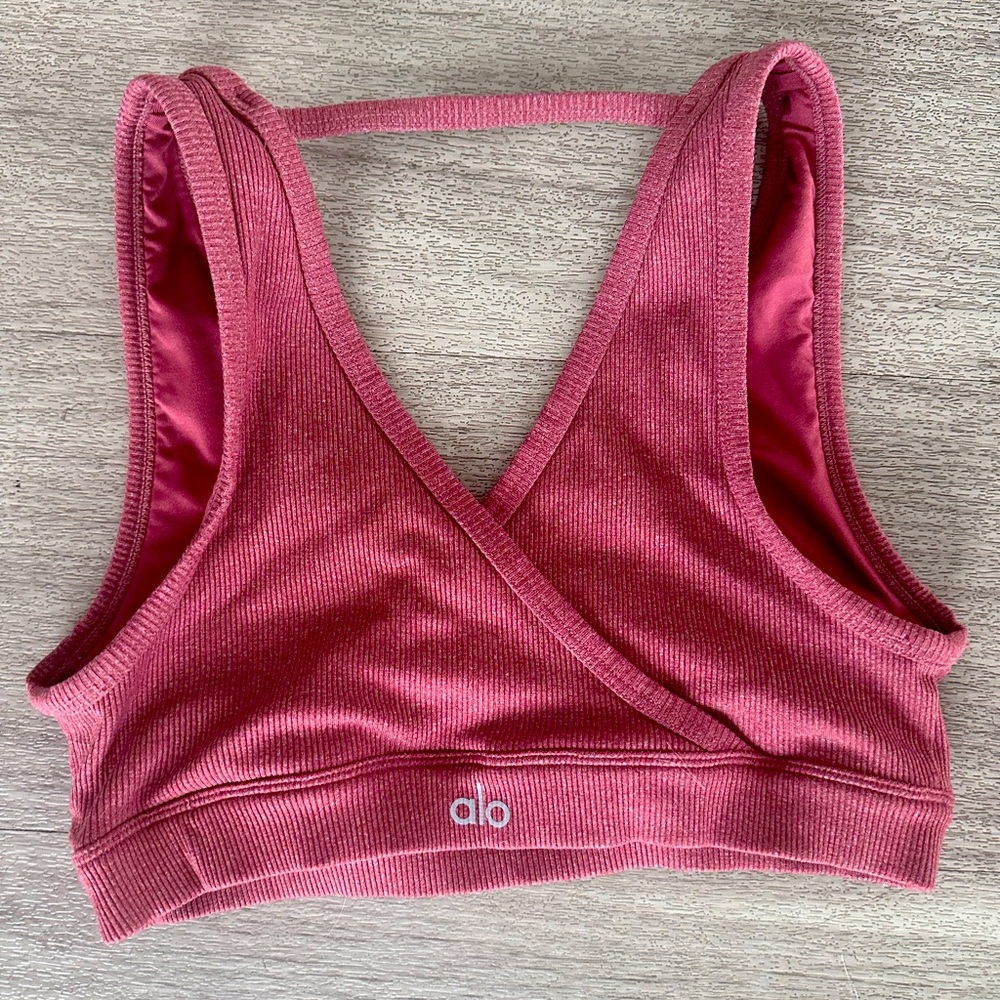 ALO togetherness ribbed sports bra in mauve